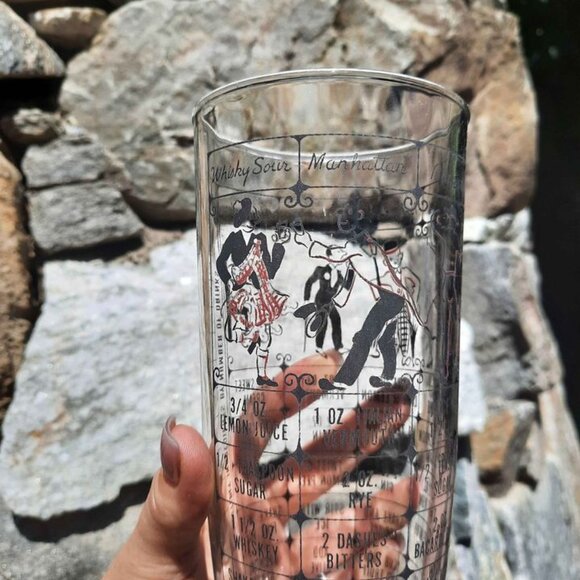 💫 2 for $30 💫 MCM Vintage Hazel Atlas Bartender Bar Cocktail Recipes Tumbler - Picture 3 of 8